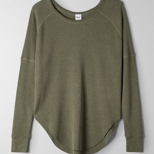 Aritzia Alder waffle sweater olive green